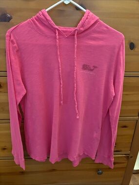 Vineyard Vines Hot Pink Whale Hooded long sleeve tshirt